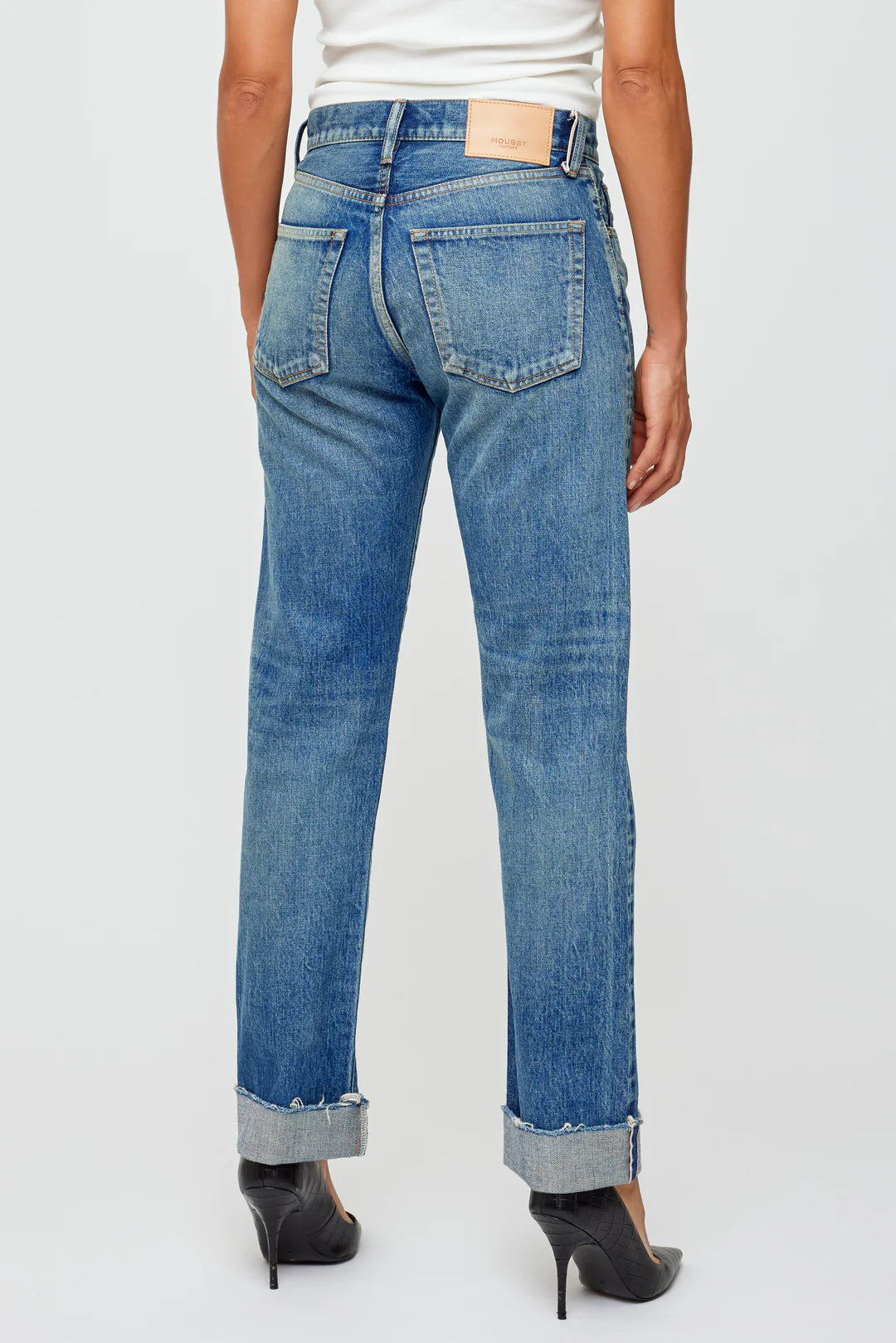 Moussy MV Hopewell Straight, mid rise denim, long length jeans, denim jeans, women's clothing