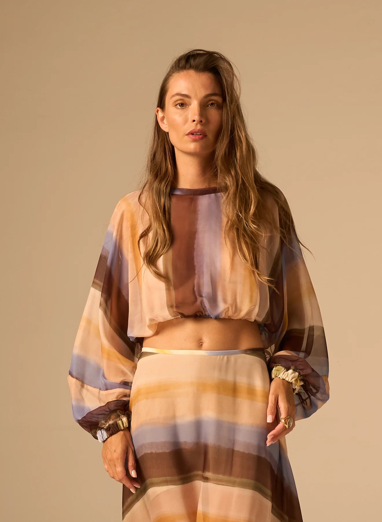 JBQ Elise Top, long sleeved puffy sleeved cropped top, matching set with skirt, women's clothing