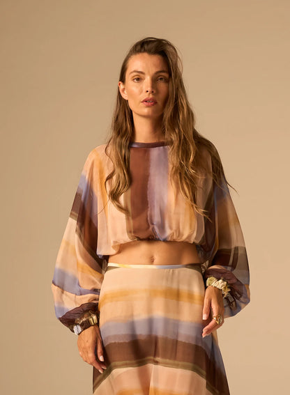 JBQ Elise Top, long sleeved puffy sleeved cropped top, matching set with skirt, women's clothing