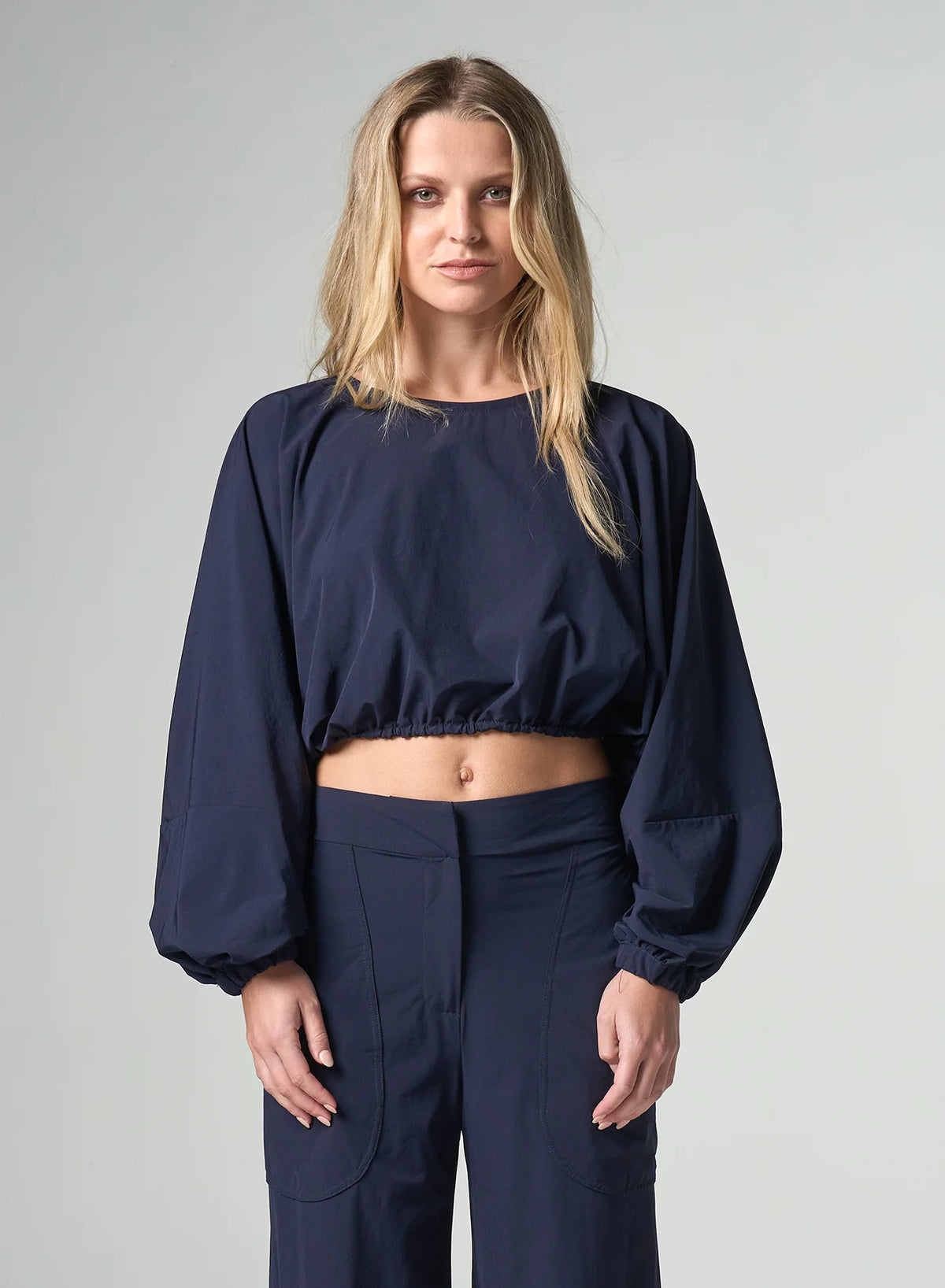 JBQ Elise Top, A cropped silhouette with voluminous balloon sleeves and a round neckline, women's clothing