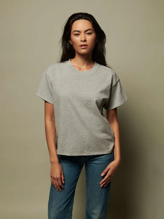 Nation Ltd Jessa Boxy Crop in Heather Grey, t-shirt, tee shirt, boxy shirt, women's clothing