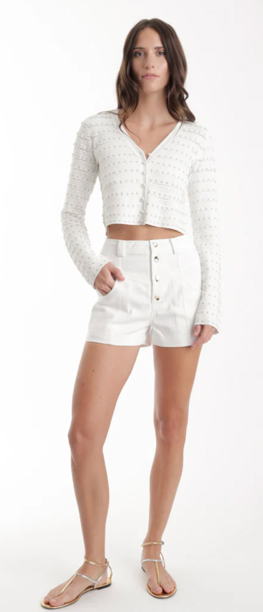 Karina Grimaldi Eira Denim Shorts, shorts, khaki short, denim shorts, women's clothing