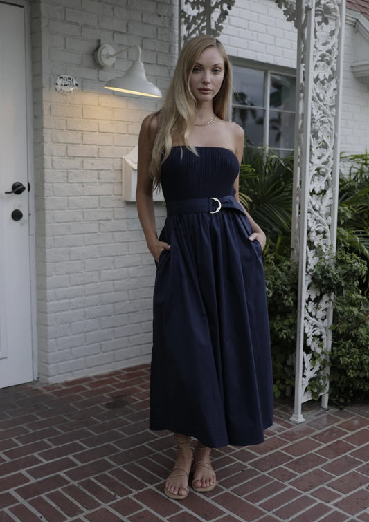 Karina Grimaldi Ines Knit Combo Dress, strapless dress, midi dress, sundress, women's clothing
