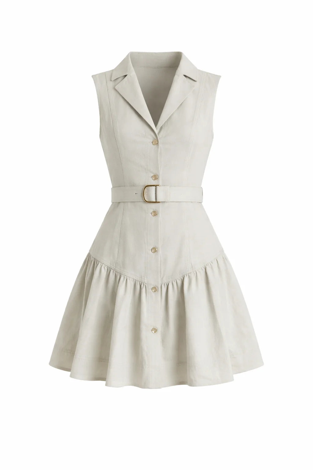 Karina Grimaldi Nysa Denim Mini Dress, sleeveless button down mini dress, sundress, women's clothing