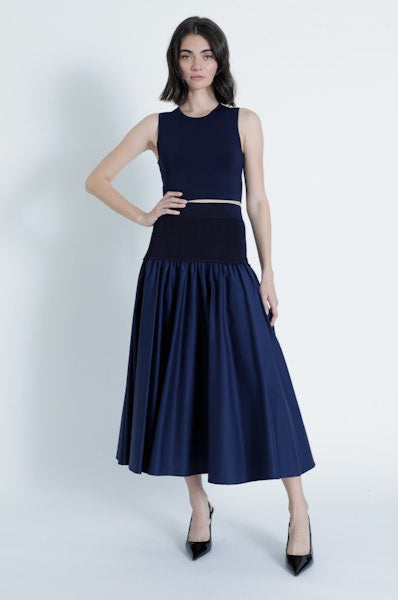 Karina Grimaldi Riley Knit Set, skirt and top set, dress set, midi skirt, cropped top, women's clothing