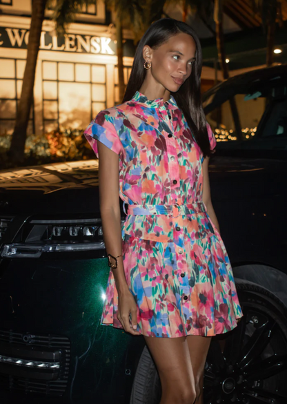 Karina Grimaldi Zellie Print Mini Dress, mini dress, floral print, resort wear, women's clothing