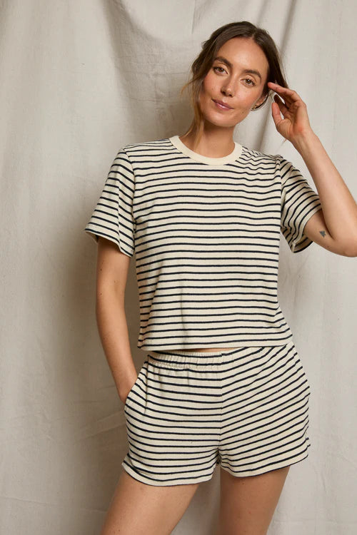 Perfect White Tee Liz Striped Rugby Short, shorts, casual shorts, striped shorts, women's clothing