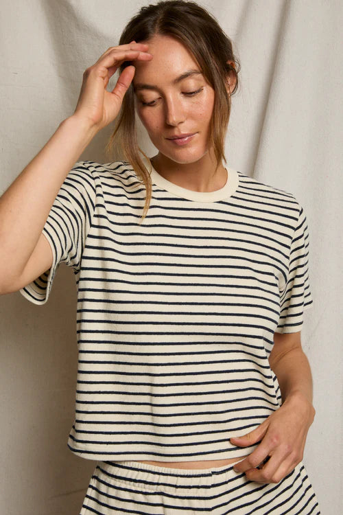 Perfect White Tee Lainey Rugby Crewneck Tee, striped tee, t-shirt, women's clothing