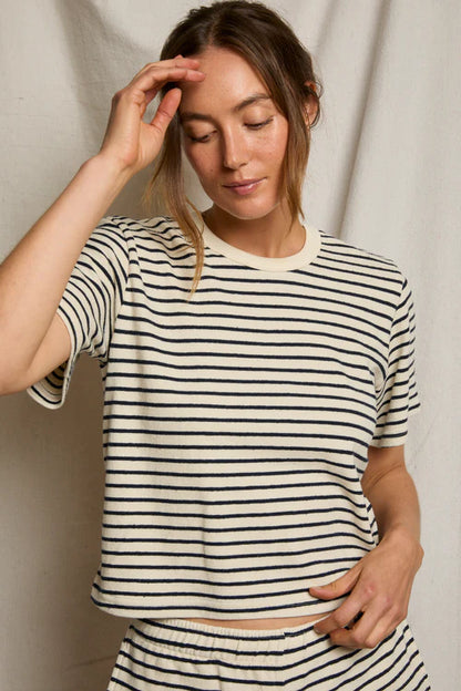 Perfect White Tee Lainey Rugby Crewneck Tee, striped tee, t-shirt, women's clothing