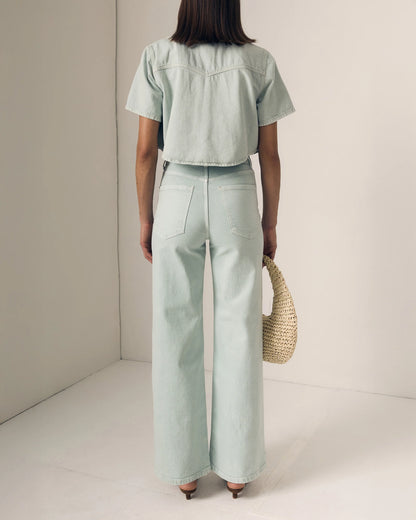 LE JEAN Column Jean in mint, denim jeans, colored jeans, clean denim, women's clothing