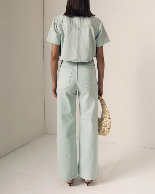 LE JEAN Column Jean in mint, denim jeans, colored jeans, clean denim, women's clothing