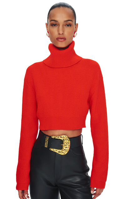 Ronny Kobo Lucia Sweater, turtleneck sweater, cropped sweater, women's clothing