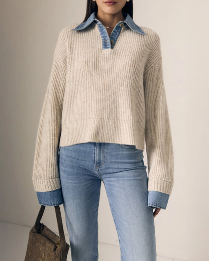 Le Jean Harvey Sweater, polo sweater, sweater, collared sweater, women's clothing