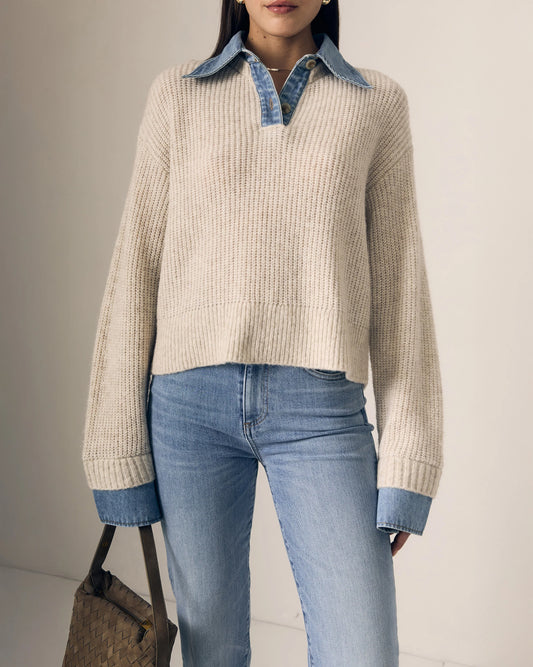 Le Jean Harvey Sweater, polo sweater, sweater, collared sweater, women's clothing