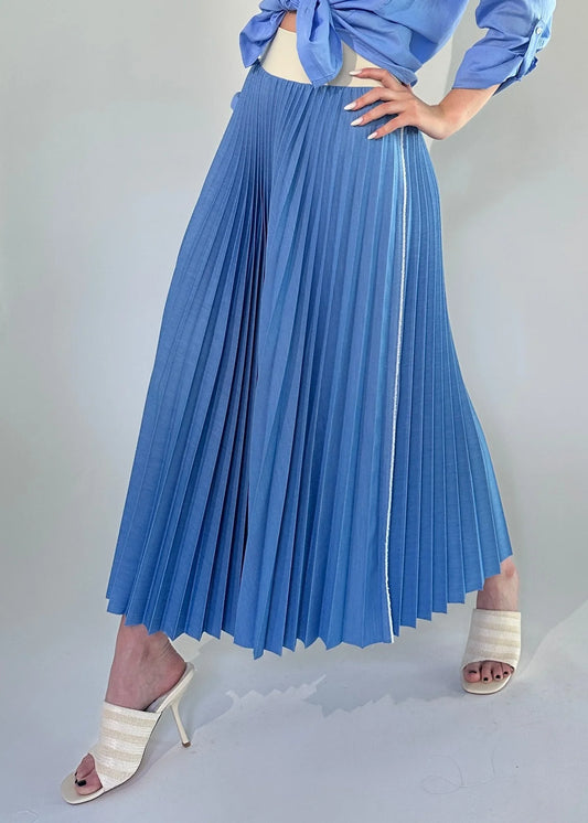 Loyd Ford Denim Deluxe Skirt, pleated skrit, midi skirt, long skirt, women's clothing