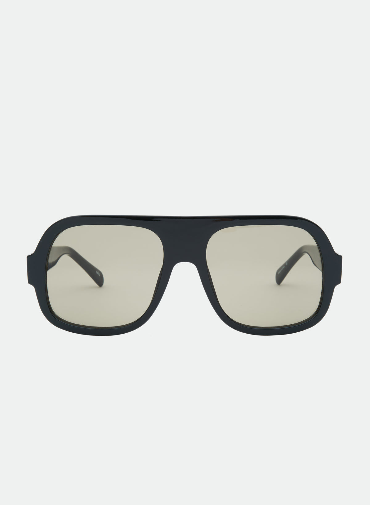 OTRA Malia Sunglasses, oversized square aviator-style sunglasses with a matte black frame and light beige-tinted lenses, women's accessories