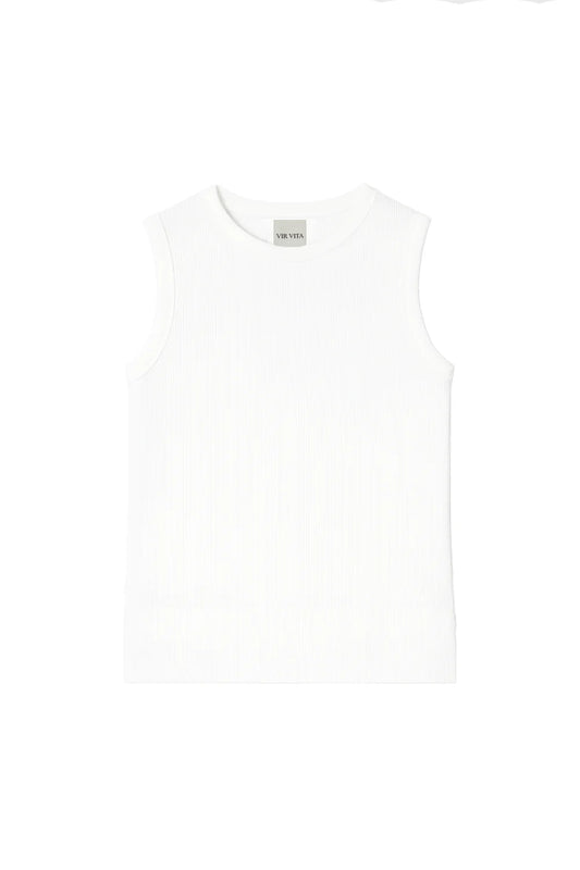 Vir Vita Mila Tank, tank top, high-neck, fitted silhouette, and ribbed texture, women's clothing
