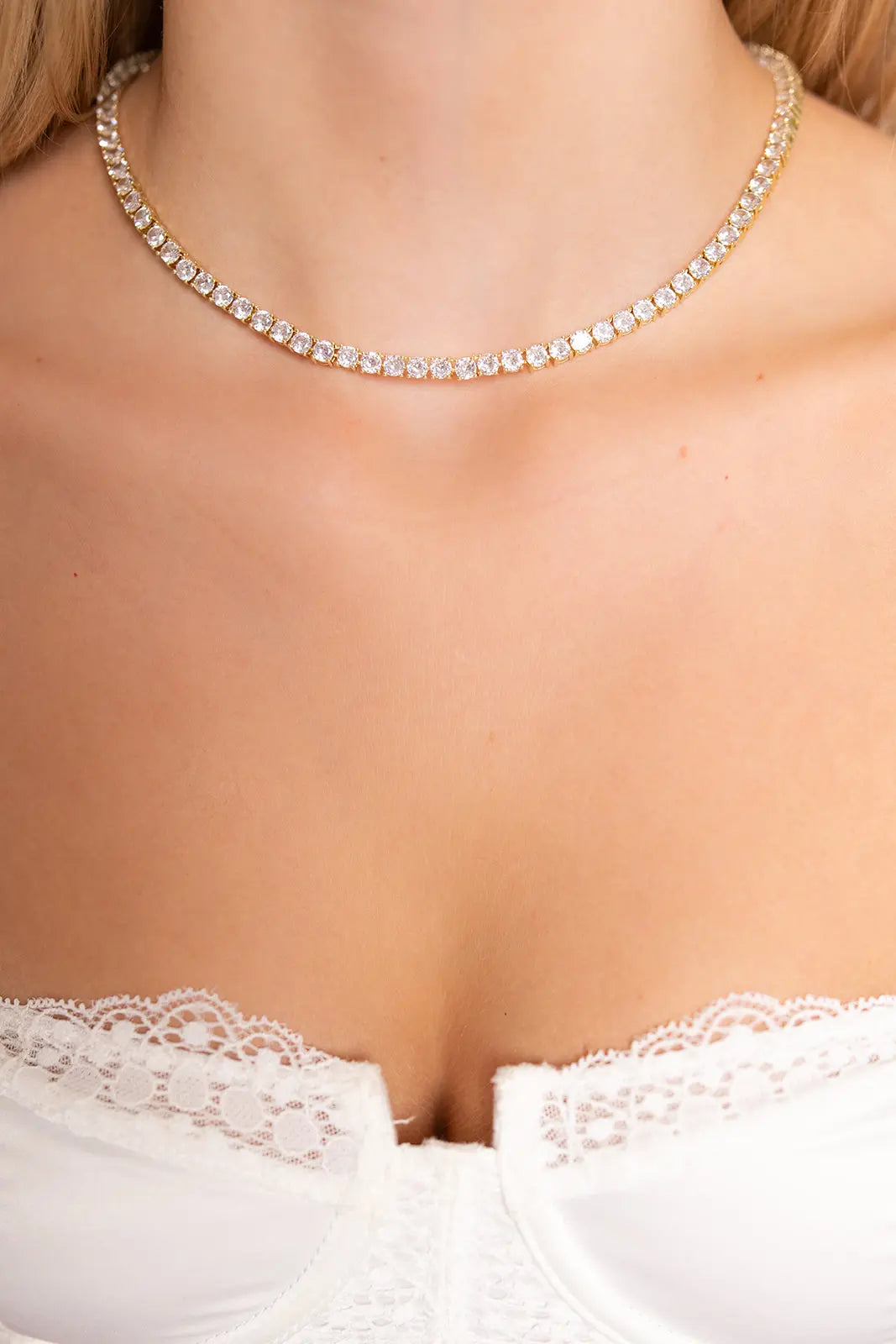 MKYNZE Aurea 16" Necklace, simulated  diamond necklace, necklace, accessories, women's jewelry