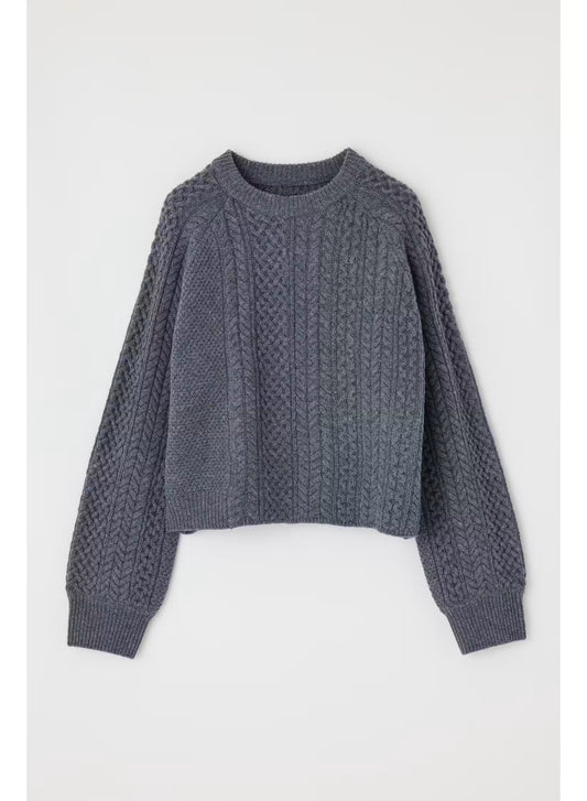 MV Panel Cable Sweater, crewneck cable knit sweater, women's clothing