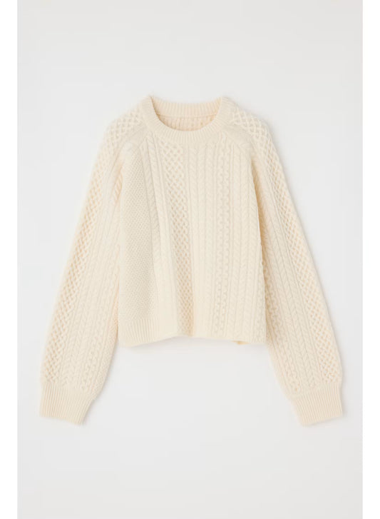 MV Panel Cable Sweater, crewneck cable knit sweater, women's clothing