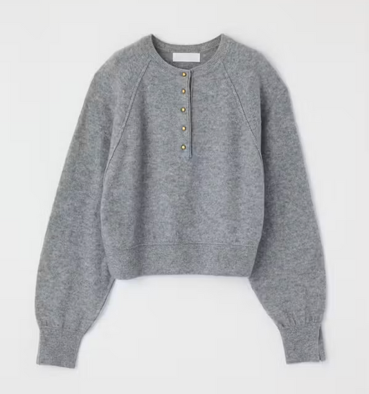 MV Henry Knit Crewneck, crewneck sweater with buttons, long sleeved top, women's clothing