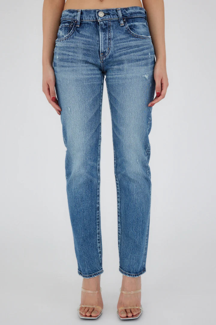 Moussy Mallard Slim Straight, straight leg denim, mid-rise jeans, denim jeans, women's clothing