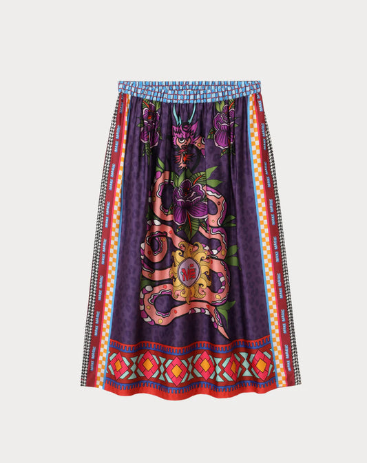 Me369 Vanessa Printed Skirt, midi skirt, printed skirt, dragon skirt, women's clothing