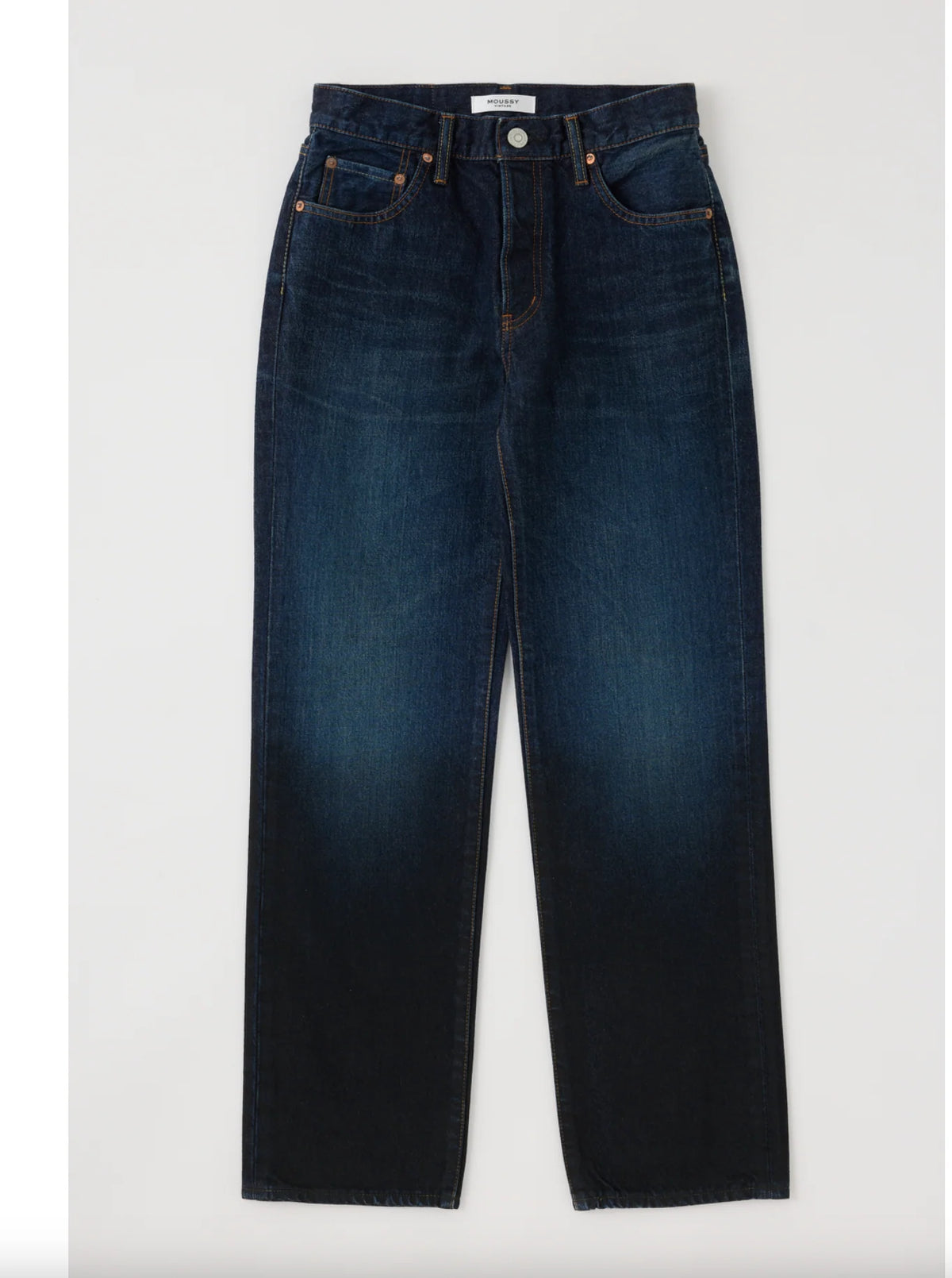 Moussy Montague Straight: A classic mid-rise straight-leg jean in a deep dark wash, denim jeans, clean denim, women's clothing