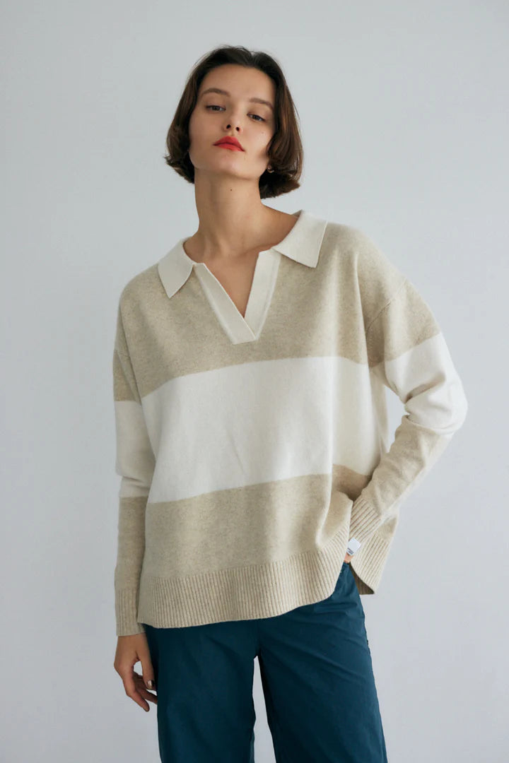 Moussy Rugby Knit Top, rugby, long sleeved top, knit top, women's clothing