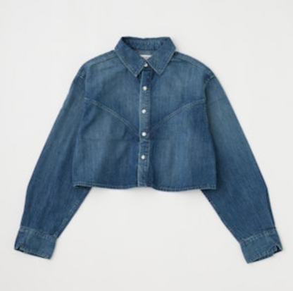 Moussy Foley Shirt, button down shirt, long sleeved shirt, denim shirt, cropped shirt, women's clothing