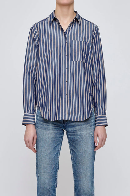 Moussy MV Basic Striped Shirt, button down striped shirt, long sleeved shirt, women's clothing