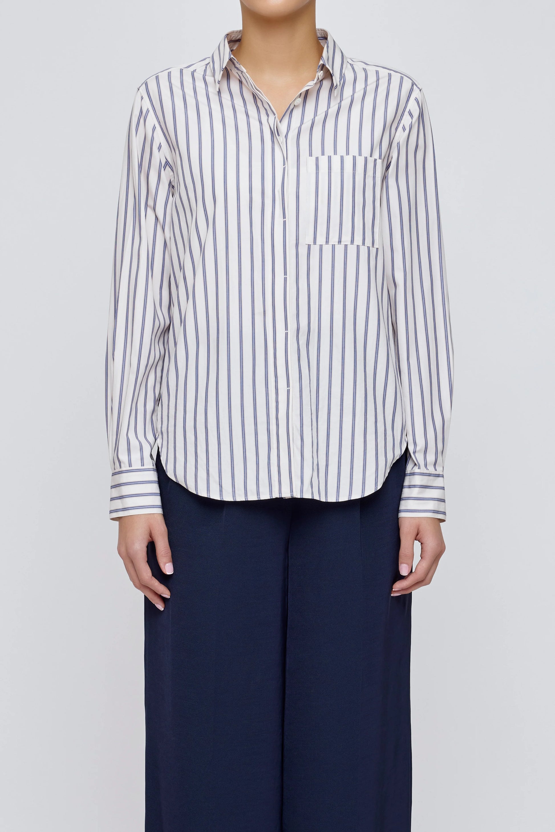 Moussy MV Basic Striped Shirt, button down striped shirt, long sleeved shirt, women's clothing