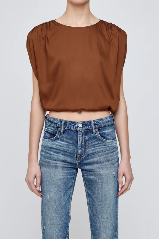 Moussy MV Satin Shell Cap Top, A sleeveless blouse with voluminous drape and effortless versatility, women's clothing