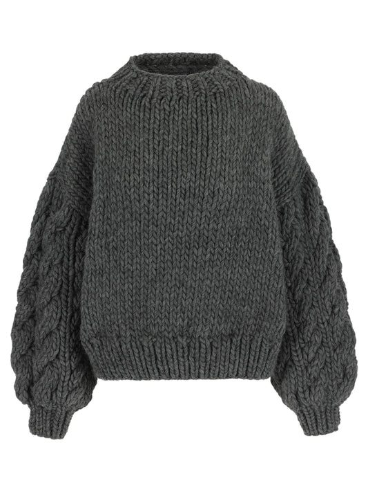 Mr. Mittens Cable Sleeve Crew Neck, crew neck sweater, wool sweater, chunky sweater, women's clothing