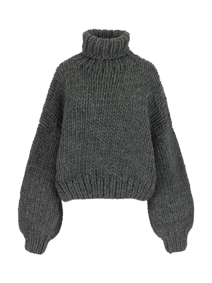 Mr. Mittens Cropped High Neck sweater, wool sweater, turtleneck sweater, chunky sweater, women's clothing