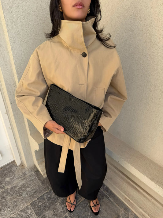 Noam Hazan Laurent Croc Clutch, handbag, clutch, women's accessories