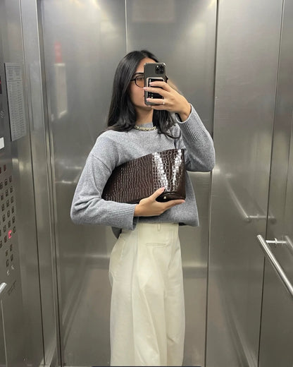 Noam Hazan Laurent Croc Clutch, handbag, clutch, women's accessories