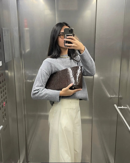 Noam Hazan Laurent Croc Clutch, handbag, clutch, women's accessories