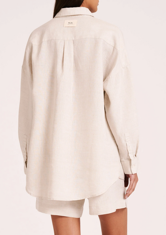 Nude Lucy Lounge Heritage Linen Shirt, long sleeved linen shirt, button down shirt, dress shirt, women's clothing