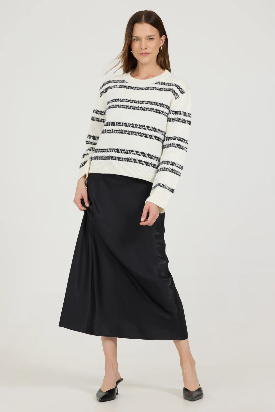 OGD Lotus Crewneck, pullover sweater, striped sweater, sweater, women's clothing