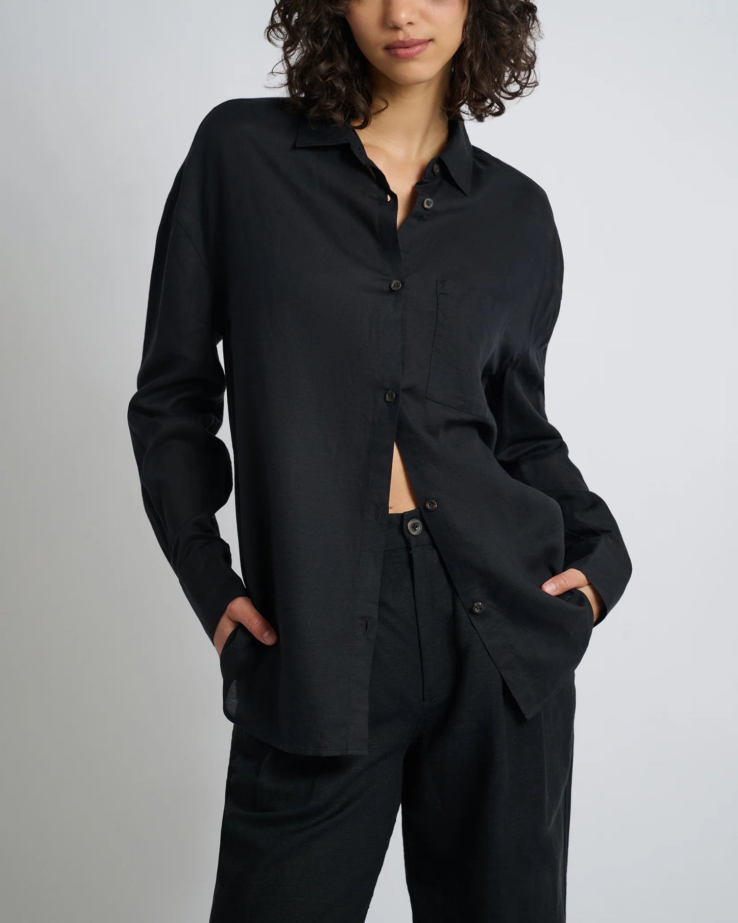 onia Air Linen Boyfriend Shirt, linen shit, long sleeved button down shirt, women's clothing