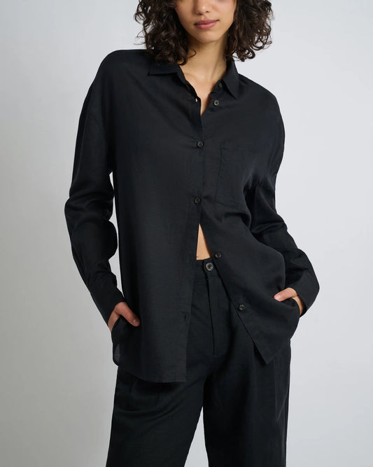 onia Air Linen Boyfriend Shirt, linen shit, long sleeved button down shirt, women's clothing