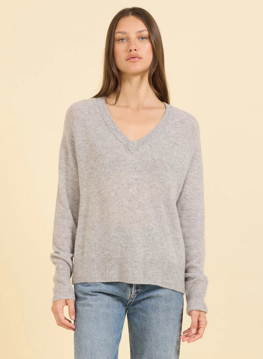 One Grey Day Sloane Cashmere V-Neck, cashmere sweater, lightweight sweater, vneck sweater, women's clothing
