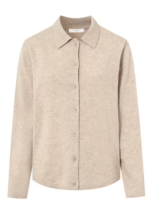 One Grey Day Kadri Cashmere Shirt, cashmere long sleeved button down dress shirt, women's clothing