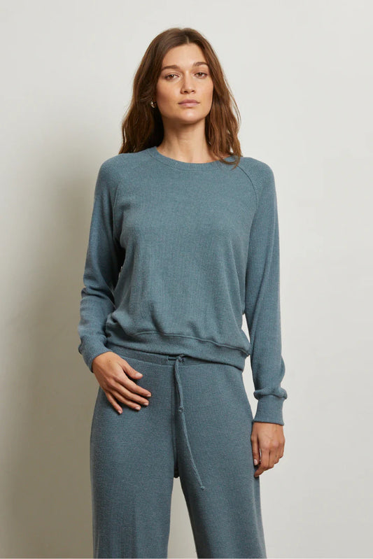 Perfect White Tee Cooper Brushed Waffle LS Raglan Crew, long sleeve top, crewneck shirt, loungewear, women's clothing