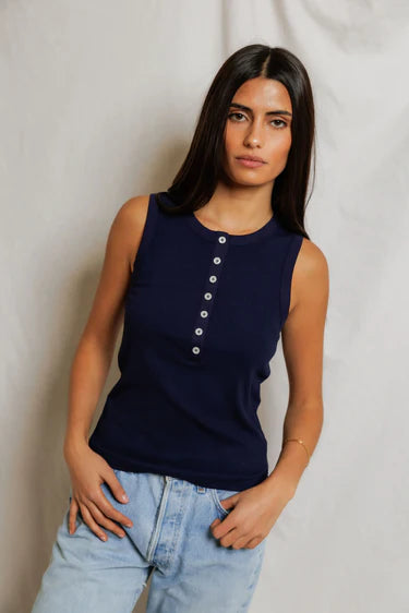 Perfect White Tee Loretta Tank Top with Buttons, henley tank top, tank top, women's clothing