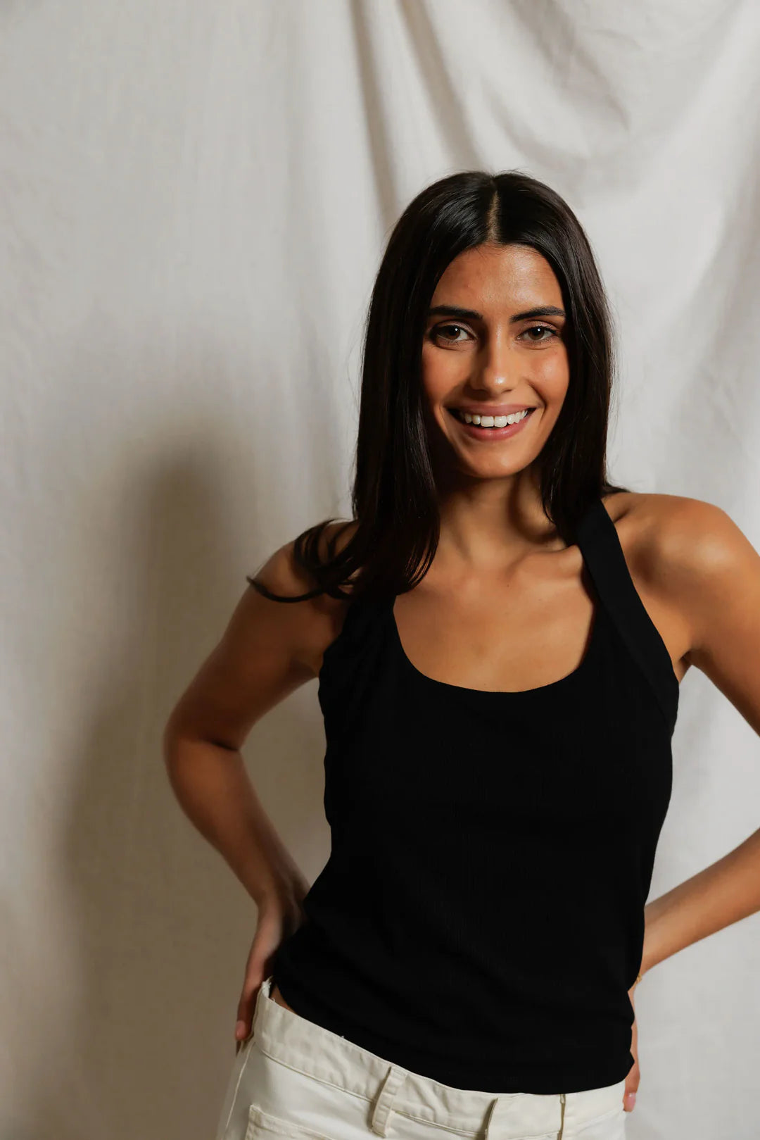 Perfect White Tee Marla Luxe Rib Halter, halter top, sleeveless top, women's clothing