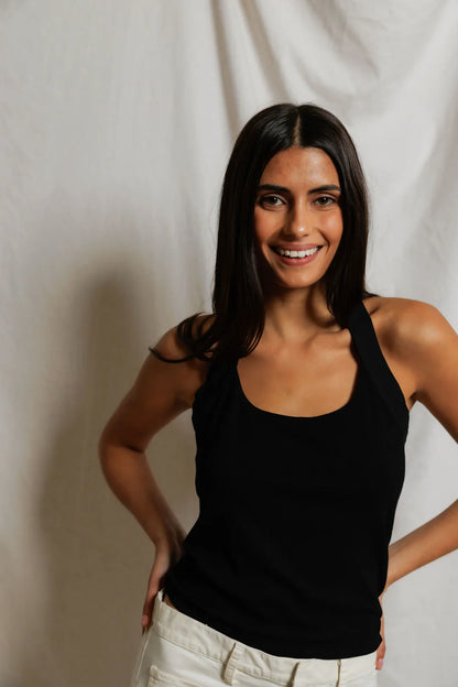 Perfect White Tee Marla Luxe Rib Halter, halter top, sleeveless top, women's clothing