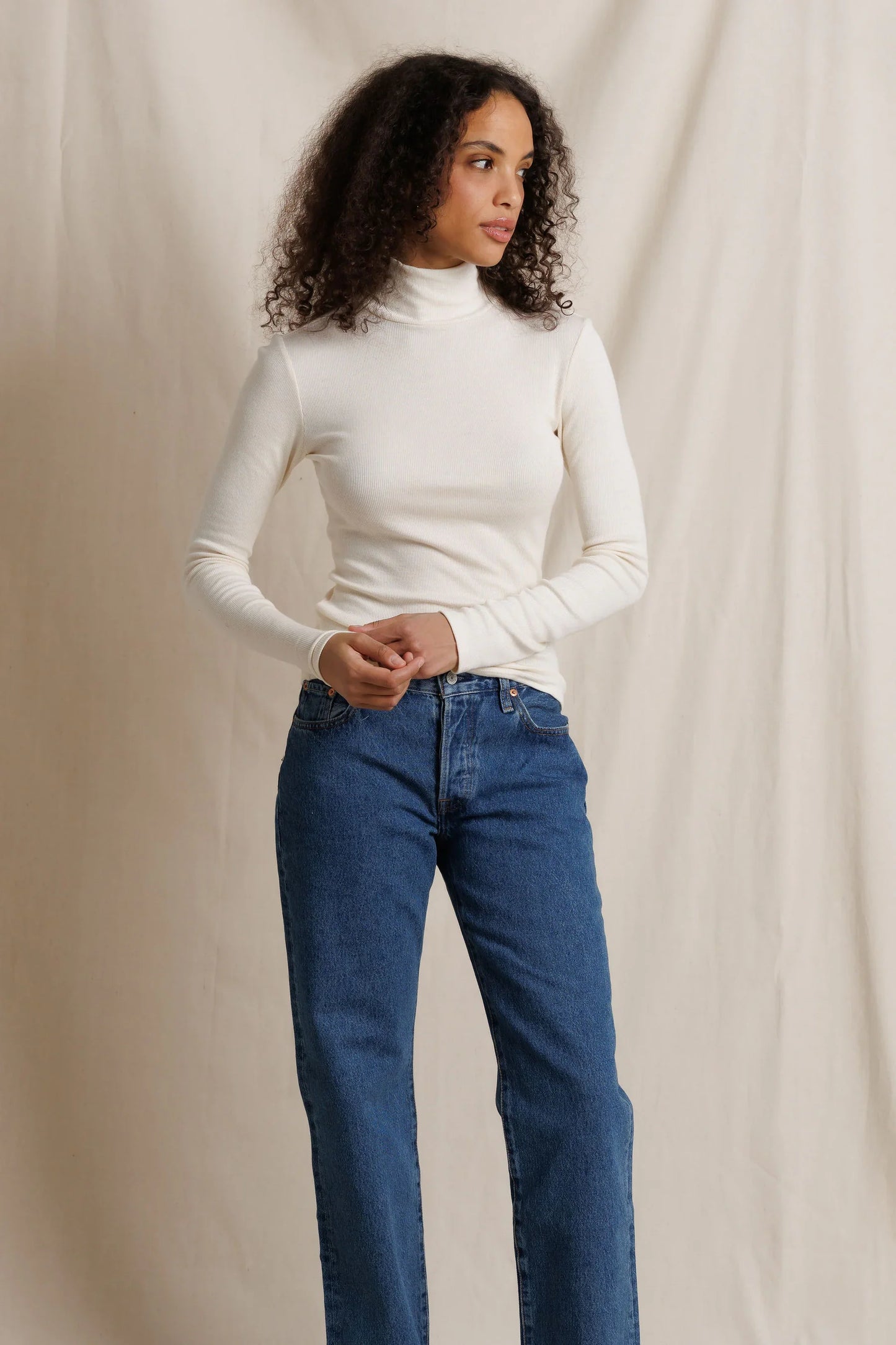 Perfect White Tee Tati Turtleneck, micro modal rib material, classic turtleneck with a close fitting natural silhouette, women's clothing