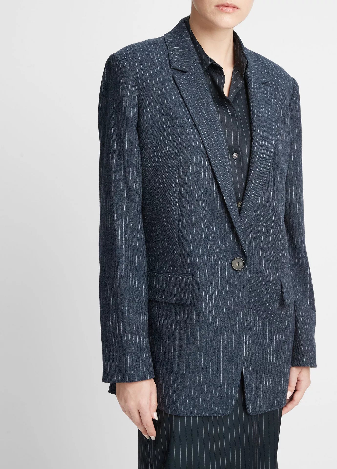 Vince Pinstripe Flannel Blazer, blazer, jacket, coat, women's clothing